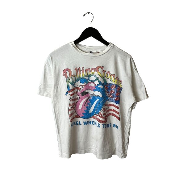 The Rolling Stone Steel Wheels Tour T Shirt Medium M Womens White Single Band - Picture 2 of 16